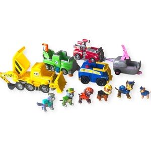 PAW PATROL Toy Lot – 5 Rescue Vehicles & 6 Pup Figures
